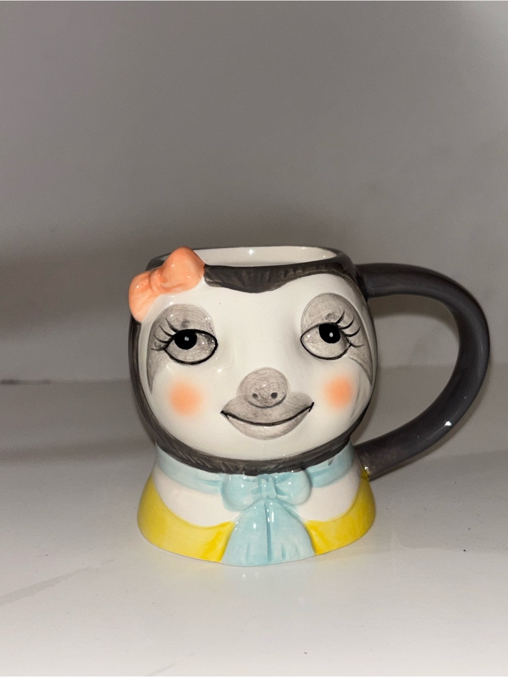 Room Essentials Ceramic Sloth Mug in Peach, Yellow & Blue